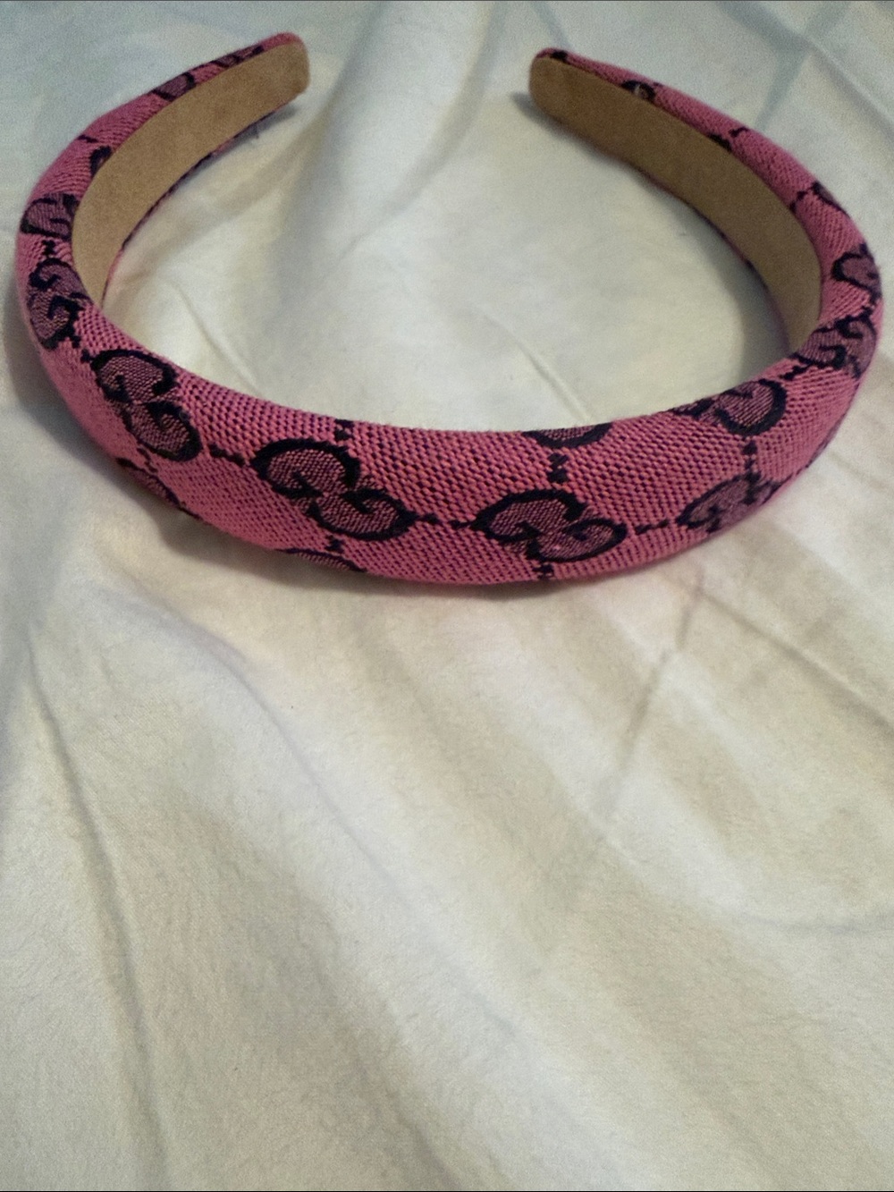 Amazon Pink Fabric Headband with Black Pattern